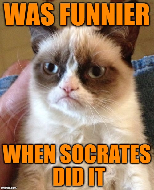 Grumpy Cat Meme | WAS FUNNIER WHEN SOCRATES DID IT | image tagged in memes,grumpy cat | made w/ Imgflip meme maker