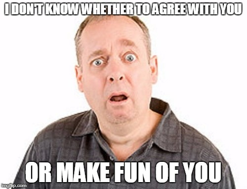 I DON'T KNOW WHETHER TO AGREE WITH YOU OR MAKE FUN OF YOU | made w/ Imgflip meme maker