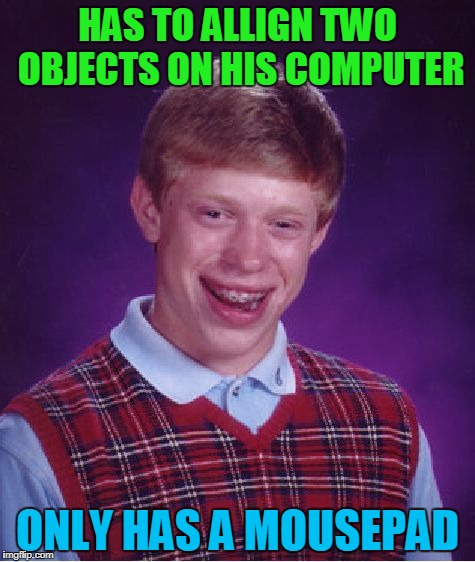 That can be really frustrating, ya know? | HAS TO ALLIGN TWO OBJECTS ON HIS COMPUTER; ONLY HAS A MOUSEPAD | image tagged in memes,bad luck brian | made w/ Imgflip meme maker