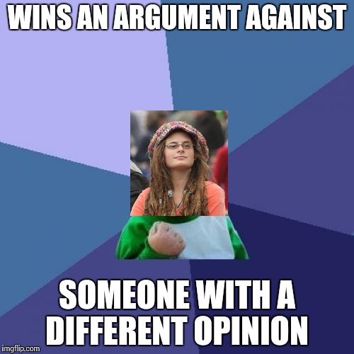 Success Liberal | WINS AN ARGUMENT AGAINST; SOMEONE WITH A DIFFERENT OPINION | image tagged in memes,success kid,success liberal,funny,opinion | made w/ Imgflip meme maker