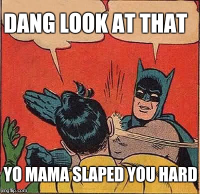 Batman Slapping Robin | DANG LOOK AT THAT; YO MAMA SLAPED YOU HARD | image tagged in memes,batman slapping robin | made w/ Imgflip meme maker