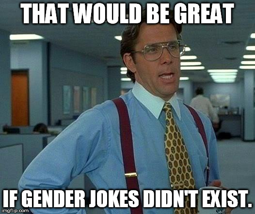 They suck. | THAT WOULD BE GREAT; IF GENDER JOKES DIDN'T EXIST. | image tagged in memes,that would be great | made w/ Imgflip meme maker