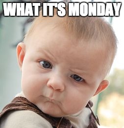 Skeptical Baby | WHAT IT'S MONDAY | image tagged in memes,skeptical baby | made w/ Imgflip meme maker