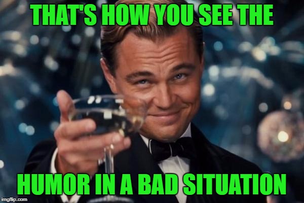Leonardo Dicaprio Cheers Meme | THAT'S HOW YOU SEE THE HUMOR IN A BAD SITUATION | image tagged in memes,leonardo dicaprio cheers | made w/ Imgflip meme maker