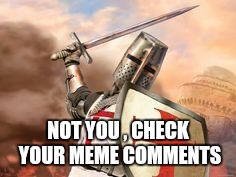 NOT YOU , CHECK YOUR MEME COMMENTS | image tagged in crusader | made w/ Imgflip meme maker