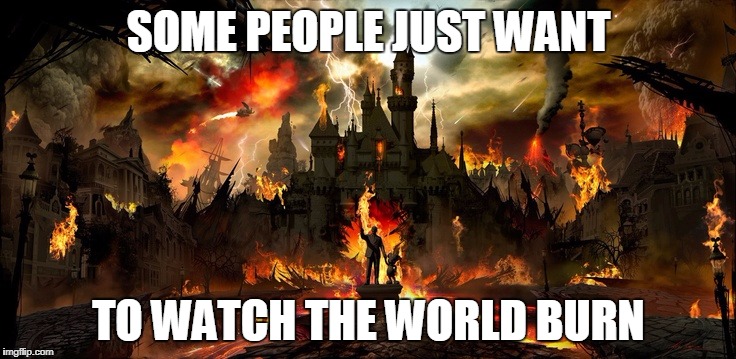 Watch Disney burn | SOME PEOPLE JUST WANT; TO WATCH THE WORLD BURN | image tagged in disney on fire,watch the world burn,memes | made w/ Imgflip meme maker