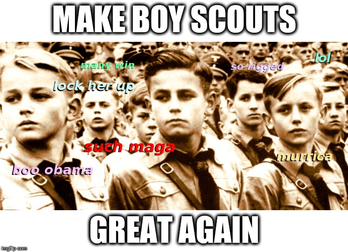 MAKE BOY SCOUTS; GREAT AGAIN | image tagged in trumpyouth | made w/ Imgflip meme maker