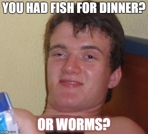 10 Guy Meme | YOU HAD FISH FOR DINNER? OR WORMS? | image tagged in memes,10 guy | made w/ Imgflip meme maker