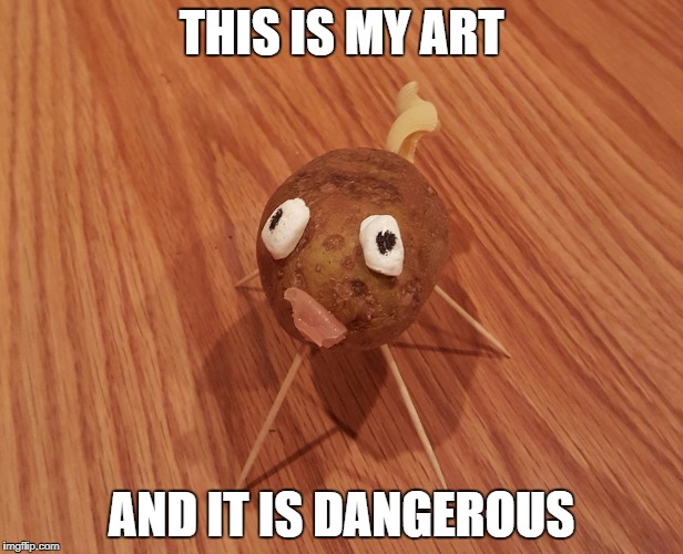 THIS IS MY ART; AND IT IS DANGEROUS | image tagged in potato pug | made w/ Imgflip meme maker