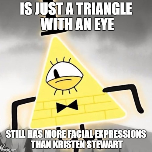 IS JUST A TRIANGLE WITH AN EYE; STILL HAS MORE FACIAL EXPRESSIONS THAN KRISTEN STEWART | made w/ Imgflip meme maker