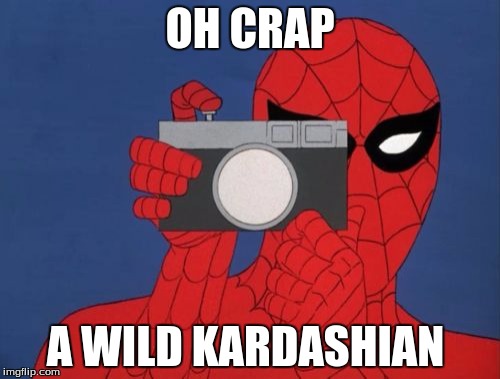 Spiderman Camera | OH CRAP; A WILD KARDASHIAN | image tagged in memes,spiderman camera,spiderman | made w/ Imgflip meme maker