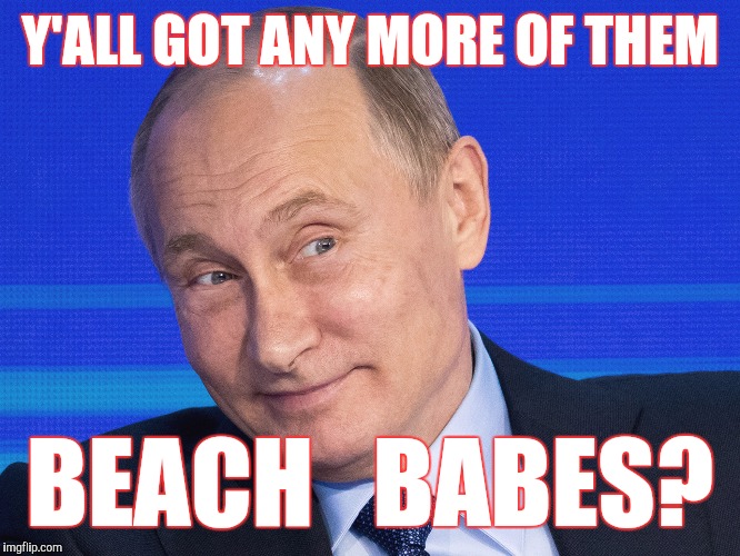 Memes, Putin | Y'ALL GOT ANY MORE OF THEM BEACH   BABES? | image tagged in memes putin | made w/ Imgflip meme maker