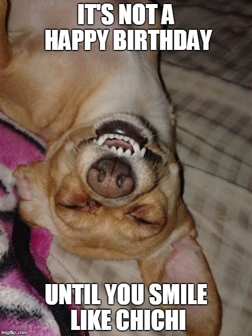 IT'S NOT A HAPPY BIRTHDAY; UNTIL YOU SMILE LIKE CHICHI | image tagged in chichi smile | made w/ Imgflip meme maker