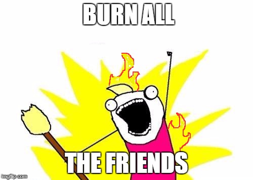X All The Y Meme | BURN ALL THE FRIENDS | image tagged in memes,x all the y | made w/ Imgflip meme maker