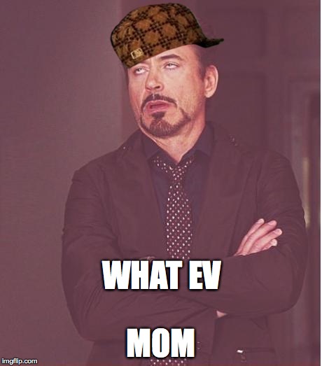 Face You Make Robert Downey Jr | WHAT EV; MOM | image tagged in memes,face you make robert downey jr,scumbag | made w/ Imgflip meme maker