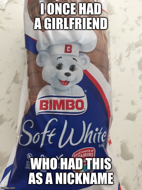 I ONCE HAD A GIRLFRIEND; WHO HAD THIS AS A NICKNAME | image tagged in bimbo bread | made w/ Imgflip meme maker