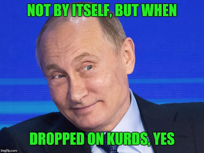 Memes, Putin | NOT BY ITSELF, BUT WHEN DROPPED ON KURDS, YES | image tagged in memes putin | made w/ Imgflip meme maker
