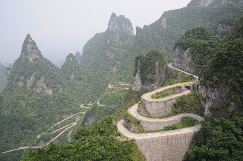 High Quality Tianmen Mountain Road, Hunan, China Blank Meme Template