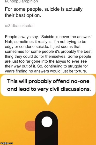Suicide can be the right answer. | image tagged in harambe,dank memes,reddit,suicide,funny | made w/ Imgflip meme maker