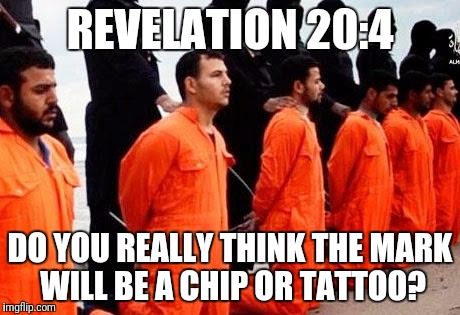 The muslims WILL rule the world. It has been foretold. | REVELATION 20:4; DO YOU REALLY THINK THE MARK WILL BE A CHIP OR TATTOO? | image tagged in egyptian christians waiting to be beheaded,memes,islamic state,muslims | made w/ Imgflip meme maker