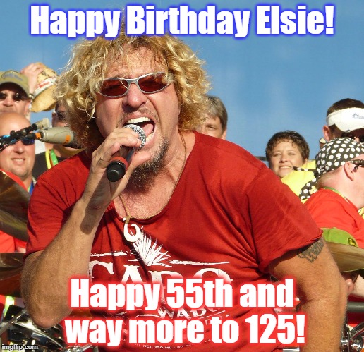 Sammy Hagar 55 | Happy Birthday Elsie! Happy 55th and way more to 125! | image tagged in sammy hagar 55 | made w/ Imgflip meme maker