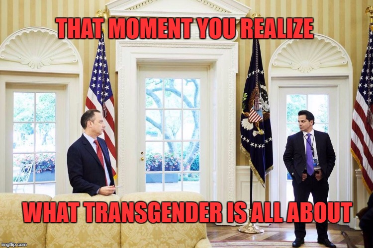 Reince | THAT MOMENT YOU REALIZE; WHAT TRANSGENDER IS ALL ABOUT | image tagged in reince | made w/ Imgflip meme maker