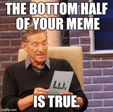 Maury Lie Detector Meme | THE BOTTOM HALF OF YOUR MEME IS TRUE. | image tagged in memes,maury lie detector | made w/ Imgflip meme maker
