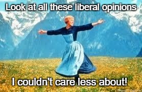 Look At All These Meme | Look at all these liberal opinions; I couldn't care less about! | image tagged in memes,look at all these | made w/ Imgflip meme maker