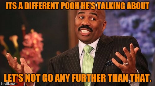 Steve Harvey Meme | ITS A DIFFERENT POOH HE'S TALKING ABOUT LET'S NOT GO ANY FURTHER THAN THAT. | image tagged in memes,steve harvey | made w/ Imgflip meme maker