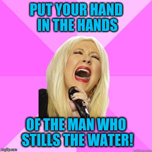 PUT YOUR HAND IN THE HANDS OF THE MAN WHO STILLS THE WATER! | image tagged in karaoke | made w/ Imgflip meme maker