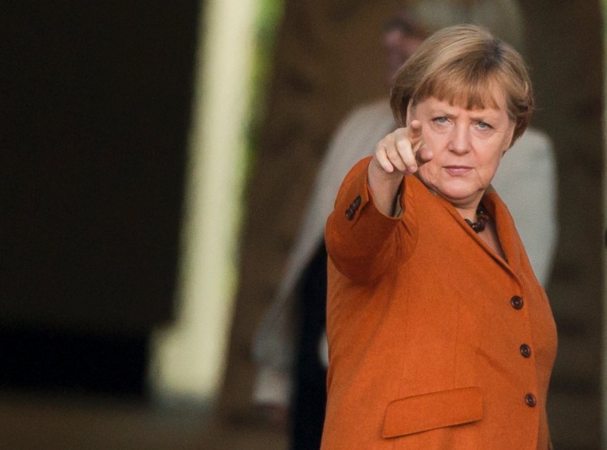 Angela Merkel pointing Blank Meme Template