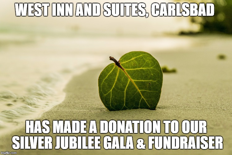 WEST INN AND SUITES, CARLSBAD; HAS MADE A DONATION TO OUR SILVER JUBILEE GALA & FUNDRAISER | made w/ Imgflip meme maker