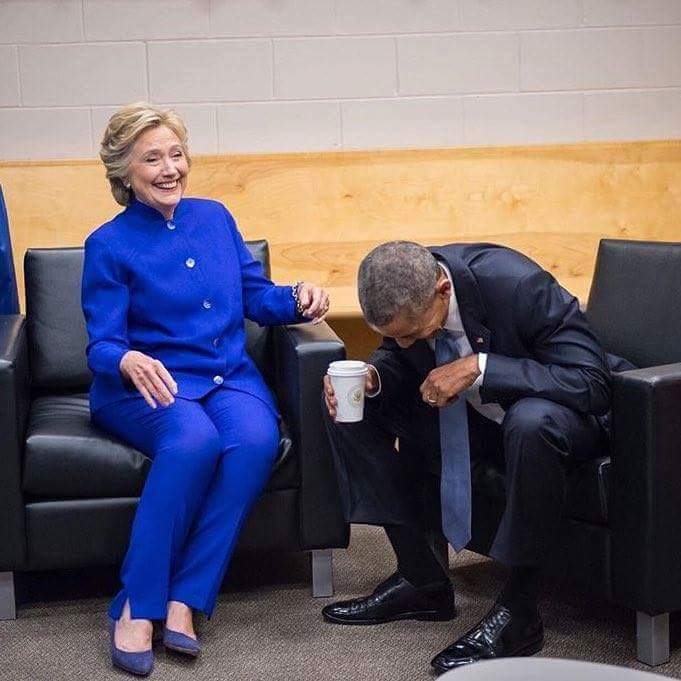 Hillary Obama laughing Blank Meme Template