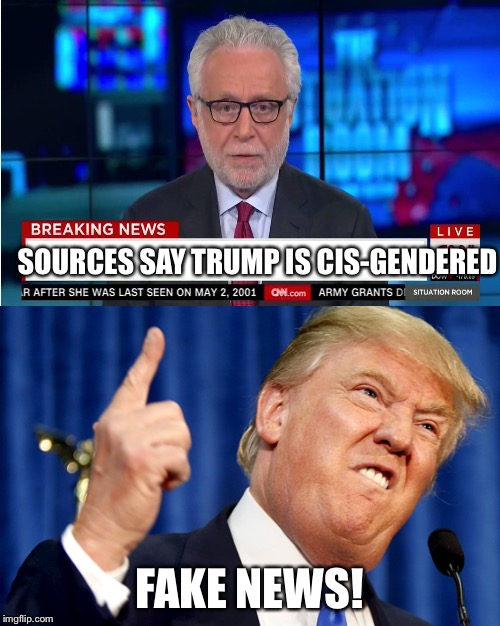 SOURCES SAY TRUMP IS CIS-GENDERED FAKE NEWS! | made w/ Imgflip meme maker