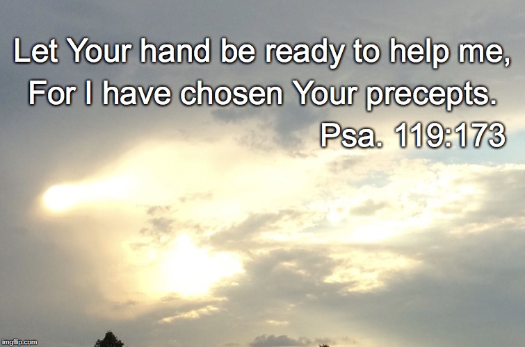 Let Your hand be ready to help me, For I have chosen Your precepts. Psa. 119:173 | image tagged in hand | made w/ Imgflip meme maker