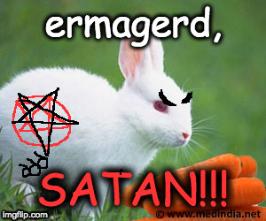 Easter Spelled Backwards... | image tagged in cute bunny,carrots,satan,666,the beast,fluffy | made w/ Imgflip meme maker
