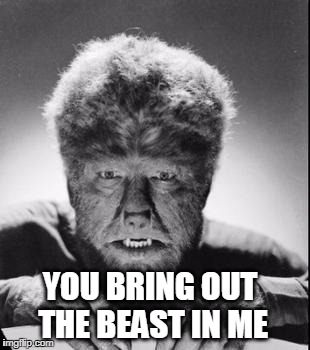YOU BRING OUT THE BEAST IN ME | image tagged in wolfman | made w/ Imgflip meme maker