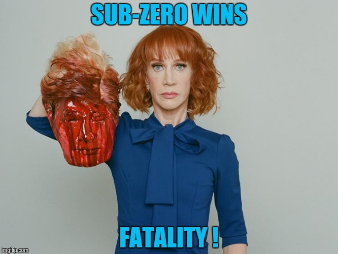 It's official , Kathy's a danger only to herself | SUB-ZERO WINS; FATALITY ! | image tagged in kathy griffin tolerance,stupid,celebs,libtards,i too like to live dangerously,nsfw | made w/ Imgflip meme maker