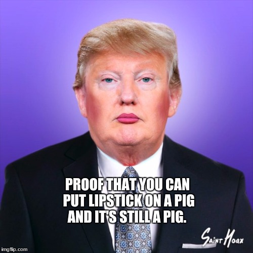 national lipstick day | AND IT'S STILL A PIG. PROOF THAT YOU CAN PUT LIPSTICK ON A PIG | image tagged in memes | made w/ Imgflip meme maker