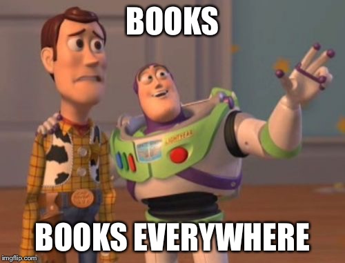 X, X Everywhere | BOOKS; BOOKS EVERYWHERE | image tagged in memes,x x everywhere | made w/ Imgflip meme maker