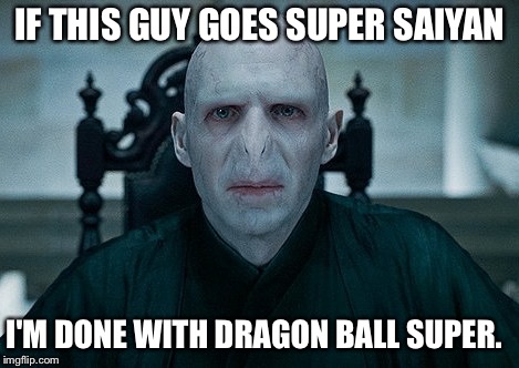 Voldemort SSJ | IF THIS GUY GOES SUPER SAIYAN; I'M DONE WITH DRAGON BALL SUPER. | image tagged in dragon ball super,voldemort,super saiyan,harry potter | made w/ Imgflip meme maker
