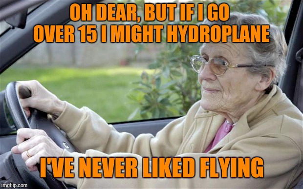 OH DEAR, BUT IF I GO OVER 15 I MIGHT HYDROPLANE I'VE NEVER LIKED FLYING | made w/ Imgflip meme maker