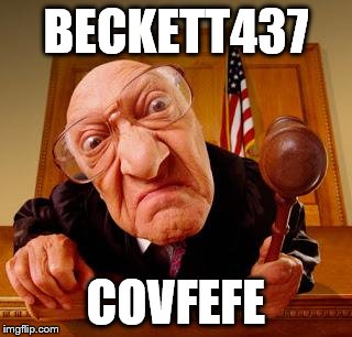 Mean Judge | BECKETT437; COVFEFE | image tagged in mean judge | made w/ Imgflip meme maker