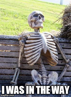 Waiting Skeleton Meme | I WAS IN THE WAY | image tagged in memes,waiting skeleton | made w/ Imgflip meme maker