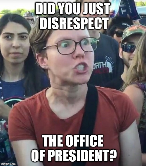 Triggered Trumplicans Don't Like it When You Criticize Their Commander in Chief | DID YOU JUST DISRESPECT; THE OFFICE OF PRESIDENT? | image tagged in super_triggered,trump | made w/ Imgflip meme maker