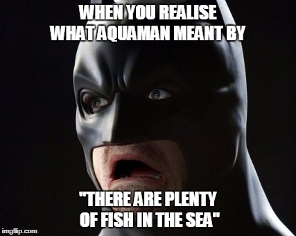 Shocked Batman | WHEN YOU REALISE WHAT AQUAMAN MEANT BY; "THERE ARE PLENTY OF FISH IN THE SEA" | image tagged in shocked batman,aquaman,dc,batman,relationships,best friends | made w/ Imgflip meme maker