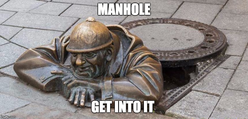 MANHOLE; GET INTO IT | image tagged in manhole | made w/ Imgflip meme maker