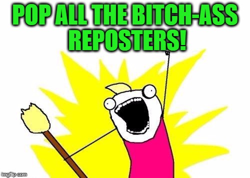 X All The Y Meme | POP ALL THE B**CH-ASS REPOSTERS! | image tagged in memes,x all the y | made w/ Imgflip meme maker