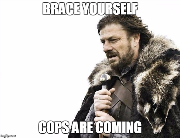 Brace Yourselves X is Coming Meme | BRACE YOURSELF COPS ARE COMING | image tagged in memes,brace yourselves x is coming | made w/ Imgflip meme maker