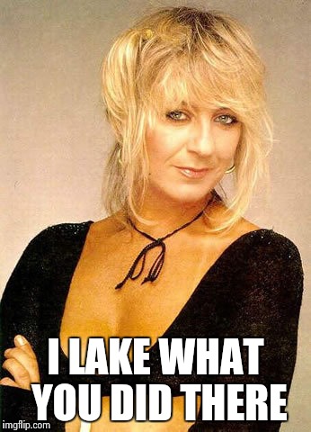 I LAKE WHAT YOU DID THERE | image tagged in christine mcvie | made w/ Imgflip meme maker